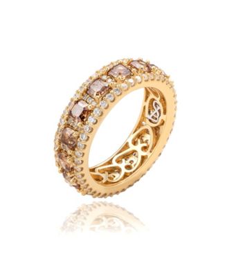 Suzy Levian Sterling Silver Sapphire & Created White Sapphire Modern Eternity Band