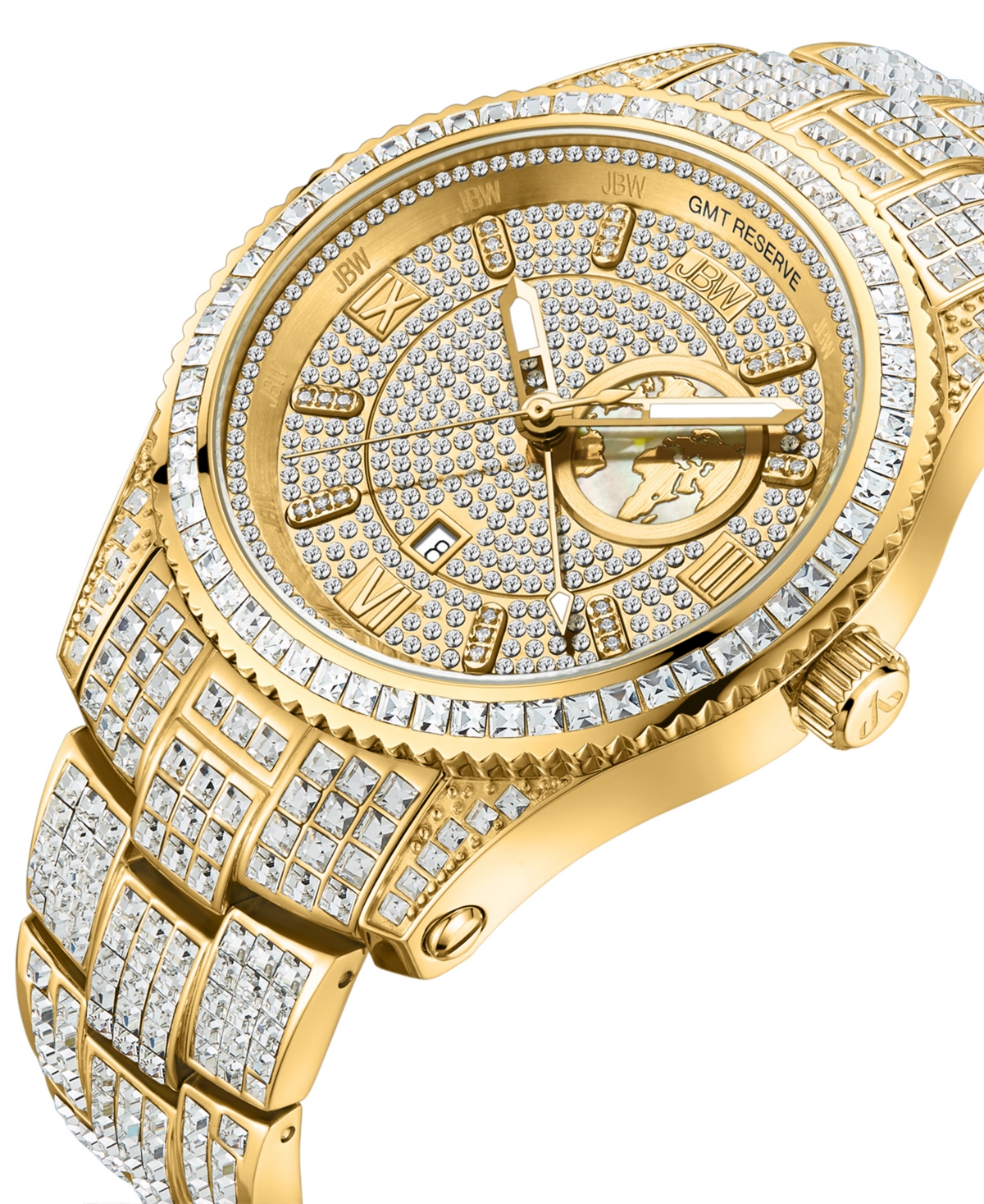 Jbw Women's Reserve Jet Crystal Diamond (0.115 ct. t.w.) Swiss Multifunction Two-Tone Stainless Steel Watch, 46mm