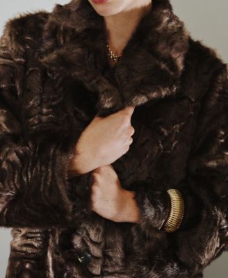 Women's Textured Faux-Fur Coat