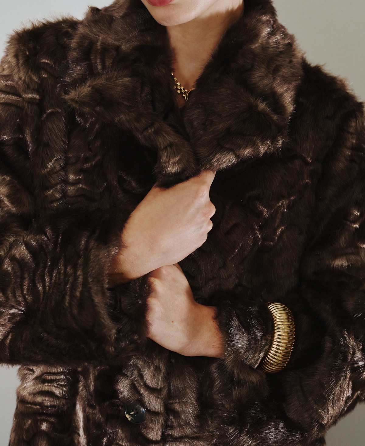 Mango Women's Textured Faux-Fur Coat