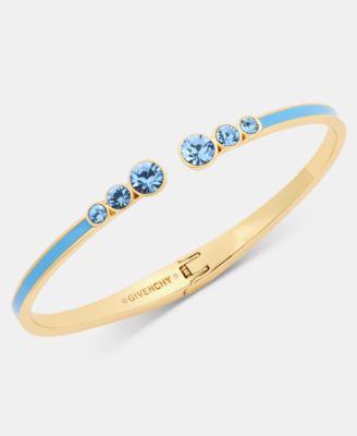 Color Crystal & Inlay Open Bangle Bracelet