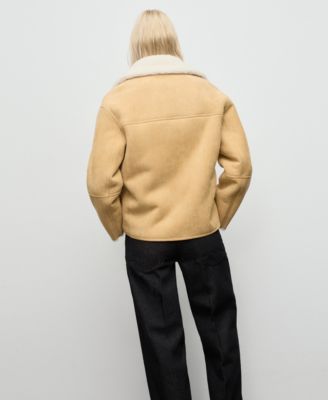 Women's Shearling Collar Faux-Suede Jacket