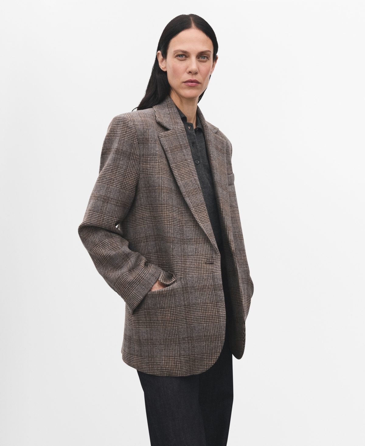Mango Women's Wool Check Blazer