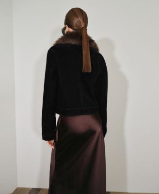 Women's Fur Collar Corduroy Jacket