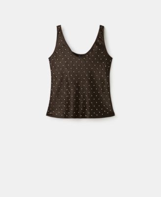 Women's Crystals Satin Crinkled-Effect Top