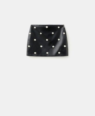 Women's Studded Faux-Leather Skirt
