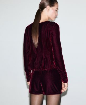 Women's Bows Velvet Blouse