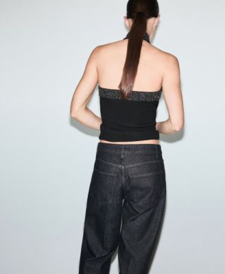 Women's Halter-Neck Glitter Top