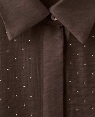 Women's Rhinestones Satin Shirt