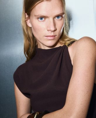 Women's Metallic Detail Asymmetrical Blouse