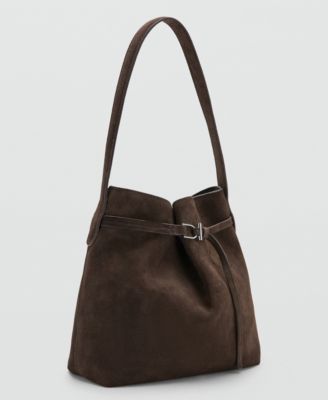 Women's Buckle Suede Bucket Bag