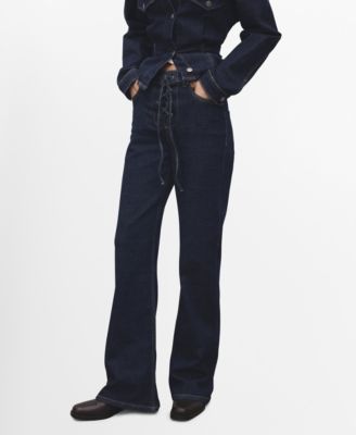 MANGO - Women's Drawstrings Flared Jeans