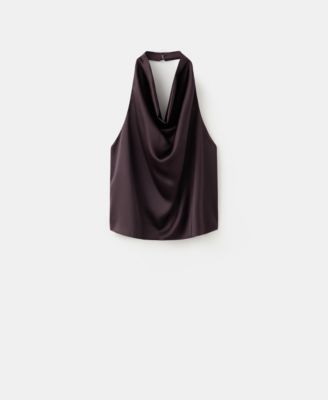 Women's Draped Neck Satin Top