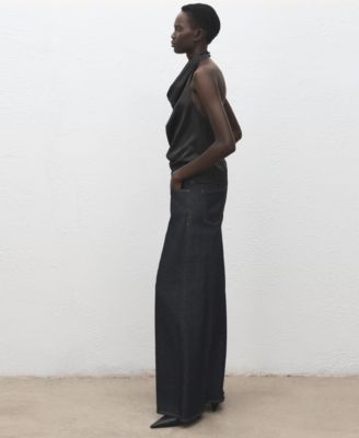 Women's Draped Neck Satin Top