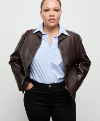 Women's Pockets Faux-Leather Jacket