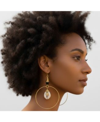 Malindi Cowrie & Brass Earrings – Handcrafted Kenyan Design