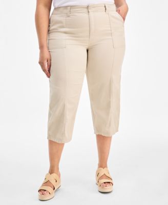 Plus Size Seam Utility Capri Pants