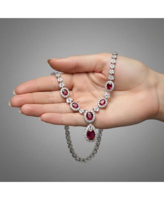 Sterling Silver White Gold Plated Chunky Necklace with Safety Lock