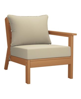 Outdoor Patio HDPE Teak Sectional Sofa with Patio Cushions