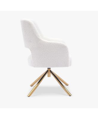 Mid-Century Modern Large Boucle Swivel Accent Arm Chair