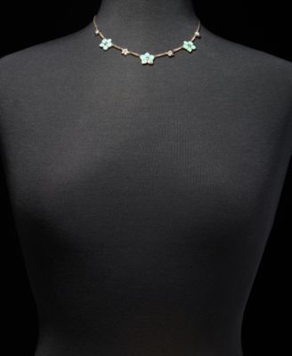 Crystal & Logo Flower Collar Necklace, 16" + 3" extender 
