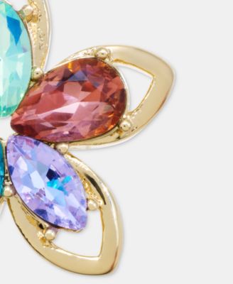 Multicolor Crystal Flower Stud Earrings 