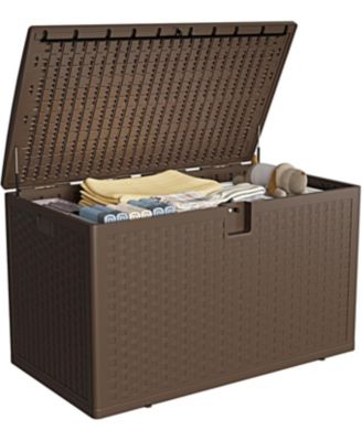 120-Gallon Outdoor Storage Box with Waterproof Lockable Design, Durable Deck Organizer for Patio Furniture, Packages and Garden Tools