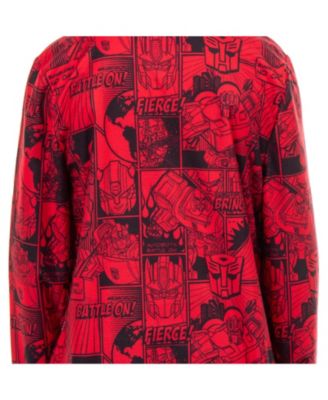 Big Boys Pajamas Autobot Optimus Prime Bumblebee Battle On Zip Front Fleece Footless Sleeper