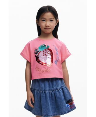 Girls Girls's Strawberry sequin cropped T-shirt