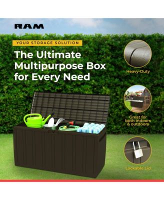 Outdoor Backyard Patio Storage Deck Box, 71 Gallon, Brown