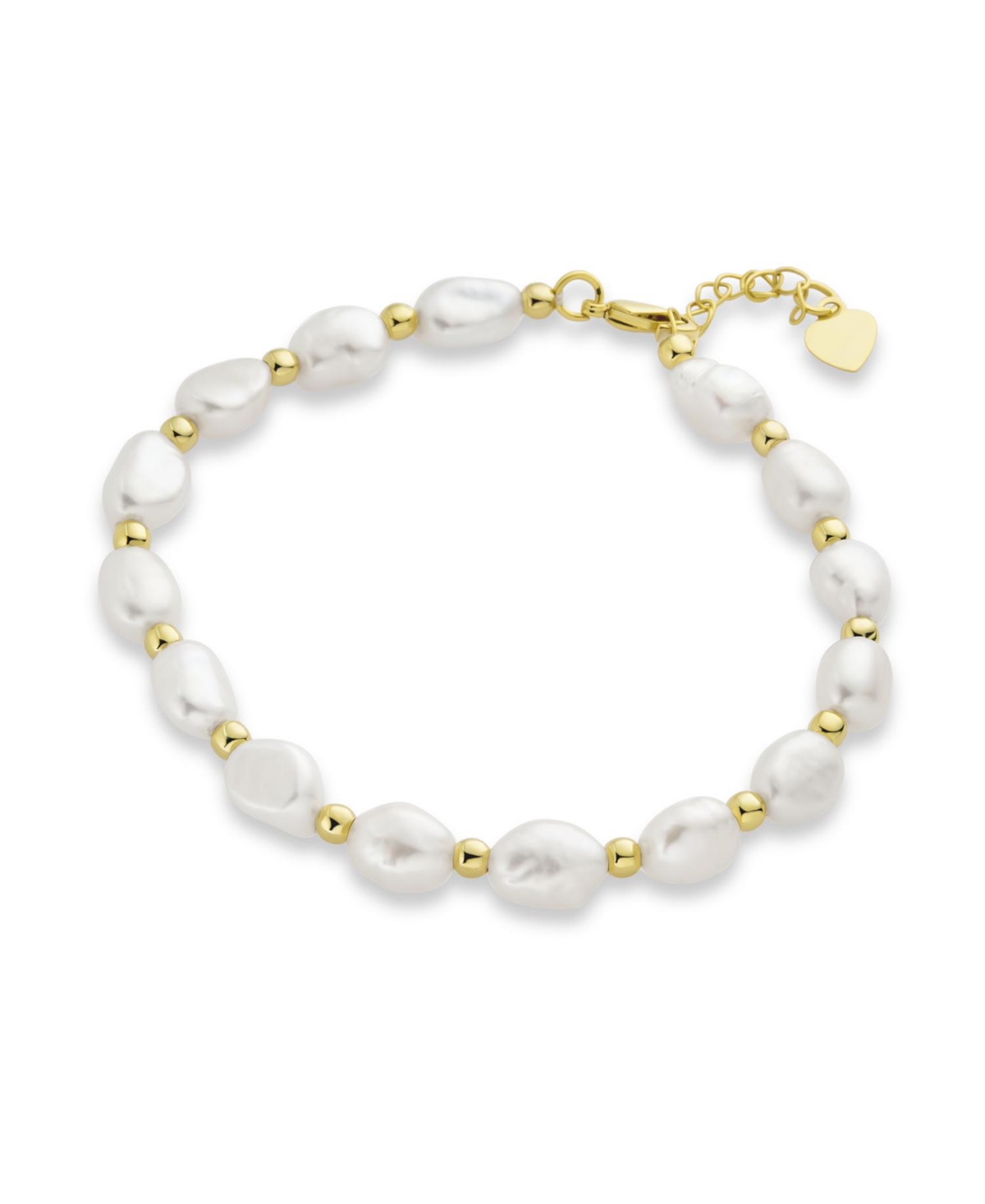 Bling Jewelry White Freshwater Baroque Pearl Bracelet & Teardrop Pearl Huggie Earrings Jewelry Set Gold Plated