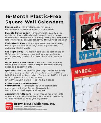 Willie Nelson OFFICIAL 2026 12 x 24 Inch (Hanging) Monthly Square Wall Calendar Plastic-Free