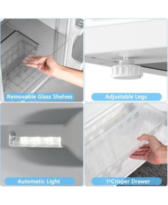 Compact Refrigerator,4.5 Cu.Ft. Mini Separate Freezer Double 2-Door Adjustable Removable Shelves for Apartment/Dorm/Office,WHITE