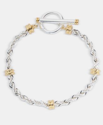 Two-Tone Rope Link Toggle Bracelet