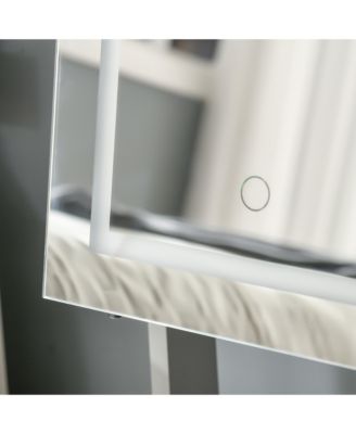 Full Body Mirro Jewelry Cabinet w/ LED Lights & 5-Tier Storage Shelves,