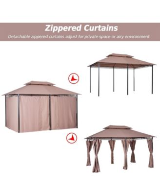 9.2 x 9.7 ft Outdoor Gazebo w/ Curtains for Patio Backyard,