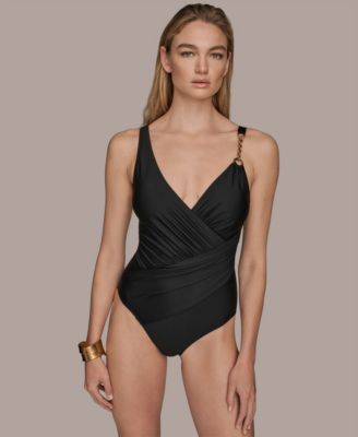 Donna Karan Women's Wrap Front One-Piece Swimsuit