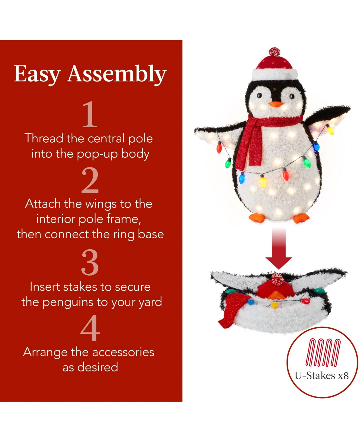 Best Choice Products 2-Piece Lighted 3ft Pop-Up Penguin Family Outdoor Christmas Decoration w/ 150 Led Lights