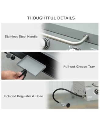 Tabletop Propane Gas Grill BBQ w/ 2 Burners Lid Thermometer,