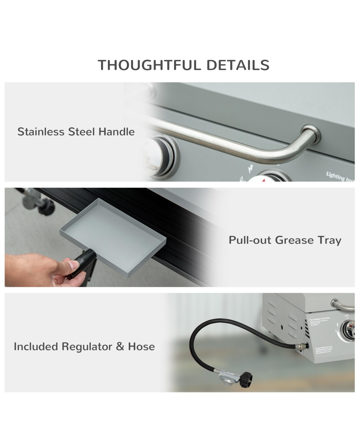 Outsunny Tabletop Propane Gas Grill Bbq w/ 2 Burners Lid Thermometer,