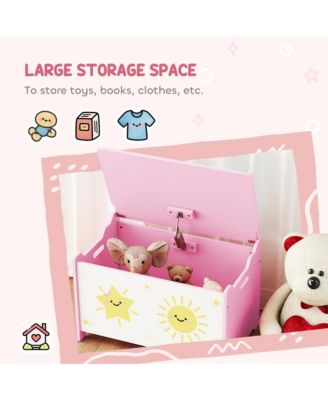 Toy Box for Kids, Toy Chest with Lid, Safety Hinges, Handles,