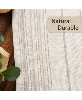 Linen Blend Geometric Striped Light Filtering Curtains Pair, 52"Wx
