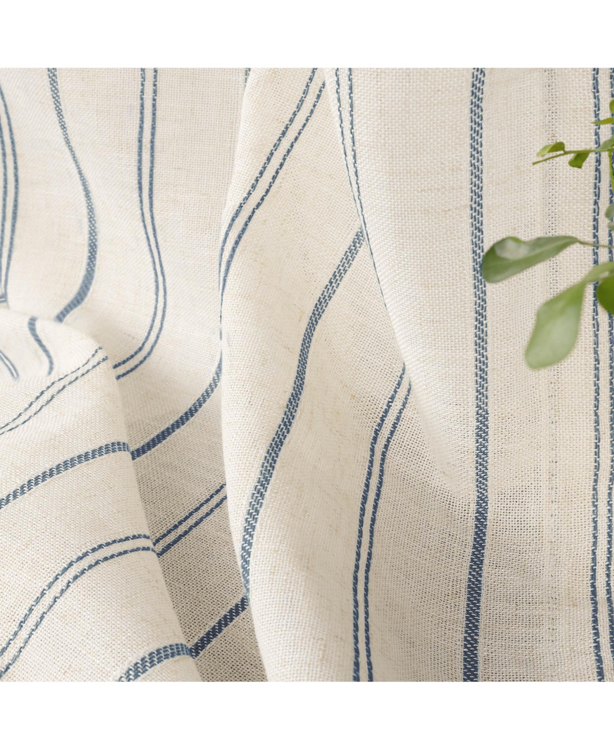 Awesome Home Linen Blend Geometric Striped Light Filtering Curtains Pair