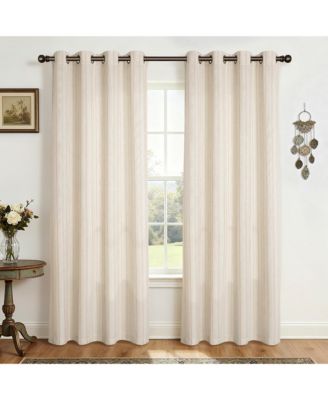 Linen Blend Geometric Striped Light Filtering Curtains Pair