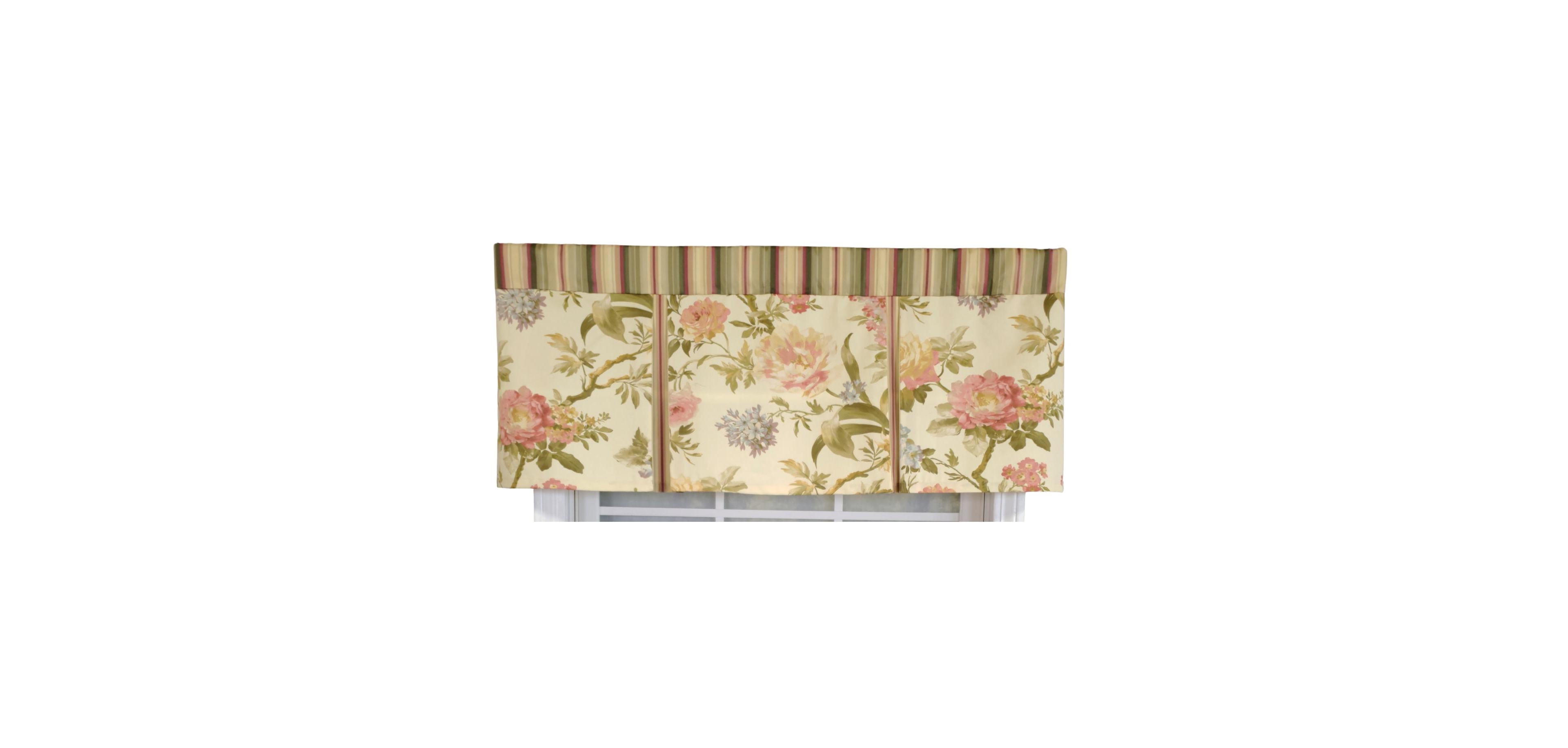 Rlf Home 3" Rod Pocket High Quality Fabric Casa di Fiori Pleated Valance for Windows 50" x 16" Cameo
