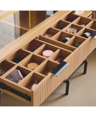 Vanity Desk with Mirror and Lights, 5 Drawers and Storage Shelves, Adjustable Brightness Makeup Table Set