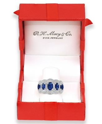 Sapphire (1-5/8 ct. t.w.) and Diamond (1/2 ct. t.w.) Ring in 14k White Gold (Also Available in Emerald)