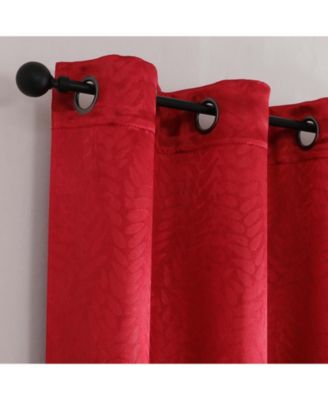 1 Piece Priscilla Light Filtering Grommet Top Embossed Leaves Jacquard Window Curtain Panel - Champagne