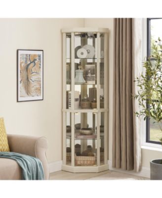Lighted Corner Curio Cabinet - Glass Display Case
