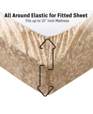 Floral Multi-Piece Printed Patterned Floral Bed Sheets Set - Wrinkle Resistant & Ultra Soft - For Mattresses up to 15 Inches Deep